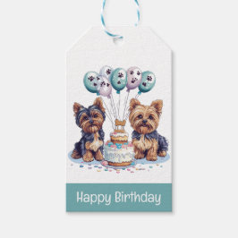 Etiqueta Para Presente Feliz aniversário Yorkie Dog