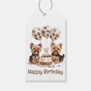 Etiqueta Para Presente Feliz aniversário Yorkie Dogs
