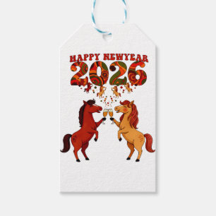 Etiqueta Para Presente Feliz Ano Novo 2026 – Celebrando Cavalos com Cham