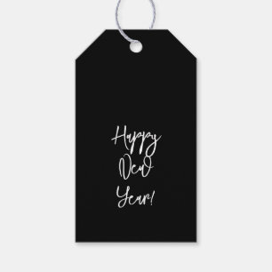 Etiqueta Para Presente Feliz ano novo! Elegante branco preto tipografia