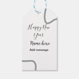 Etiqueta Para Presente Feliz ano novo nome mensagem cinza simples feriado