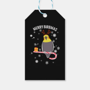 Etiqueta Para Presente Feliz Birbmas Funny Cockatiel Bird Holiday para o 