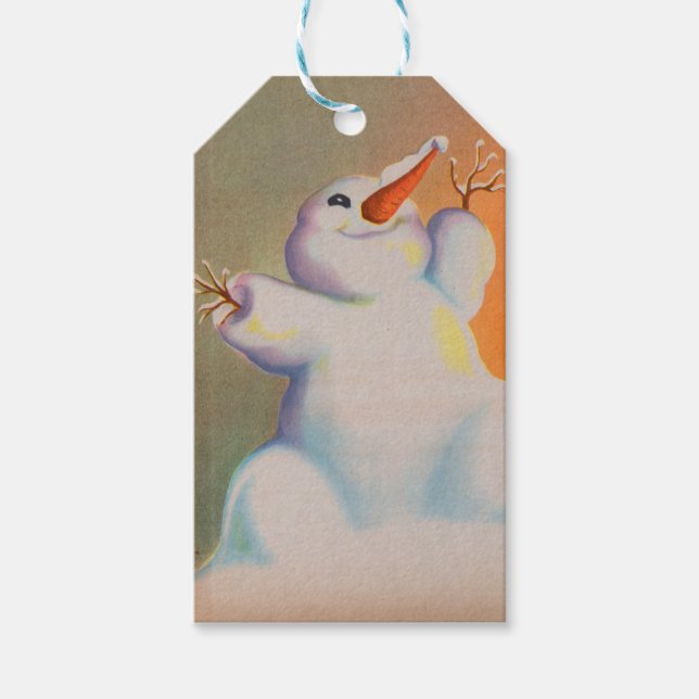 Etiqueta Para Presente feliz boneco de neve (Frente)