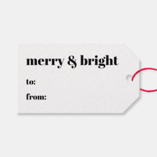 Etiqueta Para Presente Feliz branco brilhante a partir do Natal moderno
