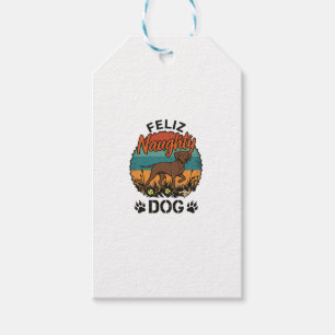 Etiqueta Para Presente Feliz Cachorro Travesso Marrom Retrô Sol Pegadas