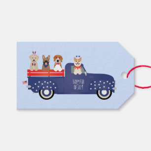 Etiqueta Para Presente Feliz Caminhão de Recolha De Cães No Quarto De Jul