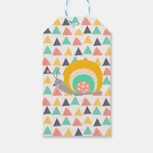 Etiqueta Para Presente Feliz Caracol em Triângulos