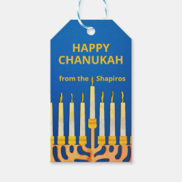 Etiqueta Para Presente Feliz Chanukah Menorah Personalizado