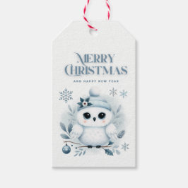 Etiqueta Para Presente Feliz Coruja de Natal