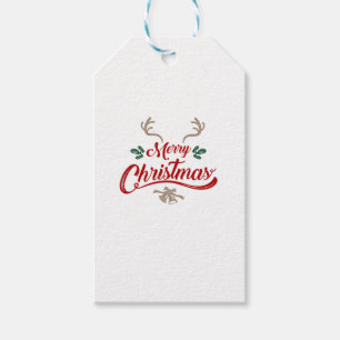 Etiqueta Para Presente Feliz Design de Natal   Vermelho e Verde