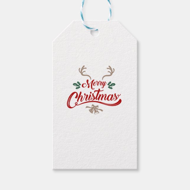 Etiqueta Para Presente Feliz Design de Natal | Vermelho e Verde (Frente)