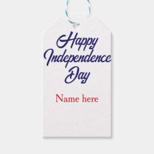 Etiqueta Para Presente feliz dia da independência nome azul vermelho amer