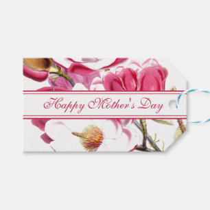 Etiqueta Para Presente Feliz Dia das Mães Rosa Floral script