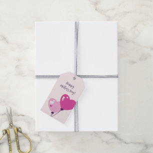 Etiqueta Para Presente Feliz Dia de as mães! Balões cor-de-rosa em forma 