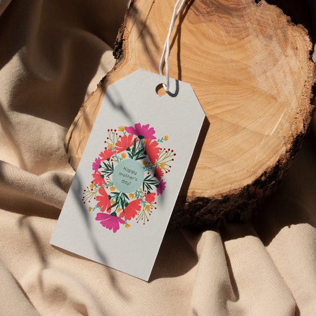 Etiqueta Para Presente Feliz dia de as mães floral (Criador carregado)