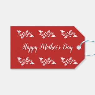 Etiqueta Para Presente Feliz Dia de as mães Vermelho Brilhante e Flores B
