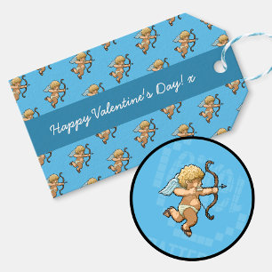 Etiqueta Para Presente Feliz dia de os namorados Cupido Padrão Romântico