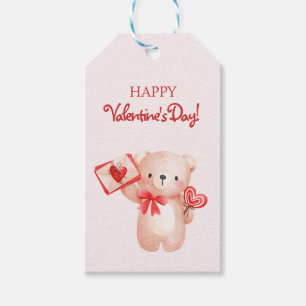 Etiqueta Para Presente Feliz dia de os namorados de Coração de Urso Bonit