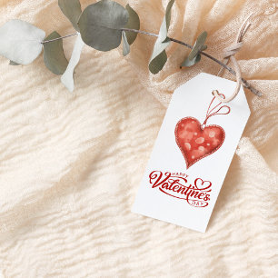 Etiqueta Para Presente Feliz dia de os namorados Red Hearts