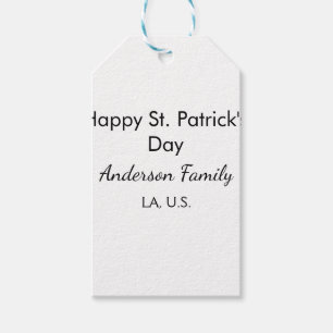 Etiqueta Para Presente Feliz dia de São Patrício nome família lugar simpl