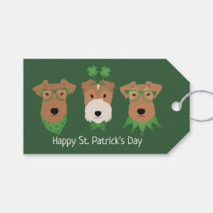 Etiqueta Para Presente Feliz Dia de São Patrício Welsh Wire Fox Terrier D