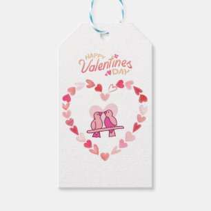 Etiqueta Para Presente Feliz Dia dos Namorados Adoram Pássaros Rosa Coraç