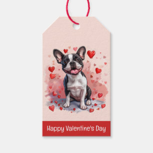 Etiqueta Para Presente Feliz Dia dos Namorados Boston Terrier Cachorro