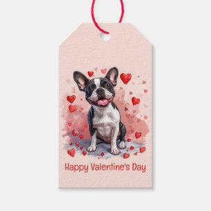 Etiqueta Para Presente Feliz Dia dos Namorados Boston Terrier Dog