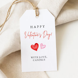 Etiqueta Para Presente Feliz Dia dos Namorados Corações Rosa e Vermelhos