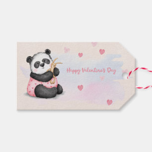 Etiqueta Para Presente Feliz Dia dos Namorados Panda Coelho Coração Aquar
