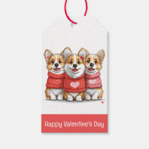 Etiqueta Para Presente Feliz Dia dos Namorados Pembroke Welsh Corgi Dogs