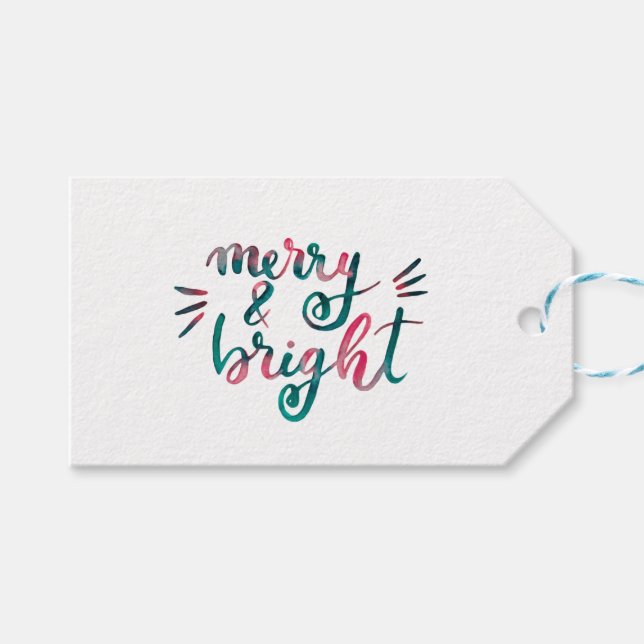 Etiqueta Para Presente Feliz e brilhante - verde e rosa (Frente (horizontal))