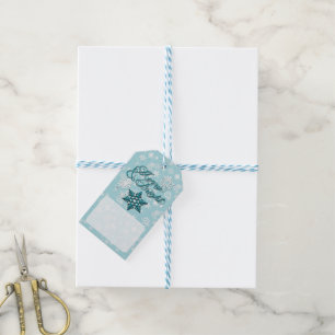 Etiqueta Para Presente Feliz e Brilho ・ Floco de neve de 6 pontos ・ T