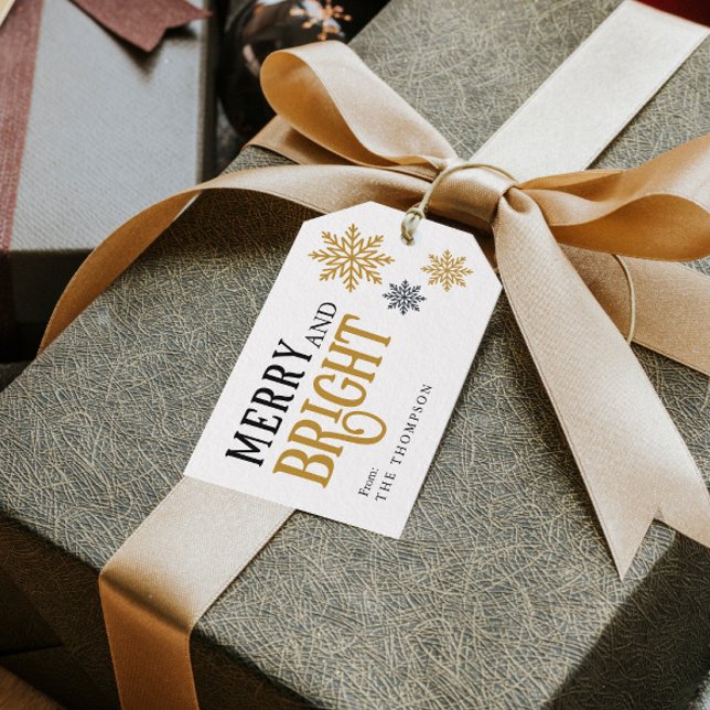 Etiqueta Para Presente Feliz elegante e Natal brilhante (Criador carregado)