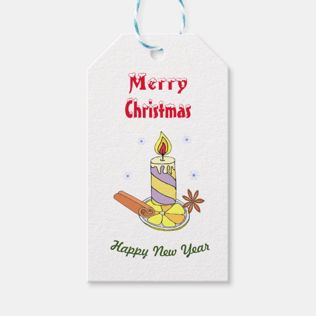 Etiqueta Para Presente Feliz Feliz ano novo de natal (Frente)