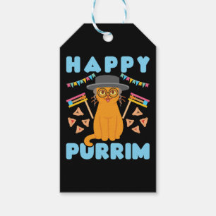 Etiqueta Para Presente Feliz Feriado Judeu Purrim Purim Cat