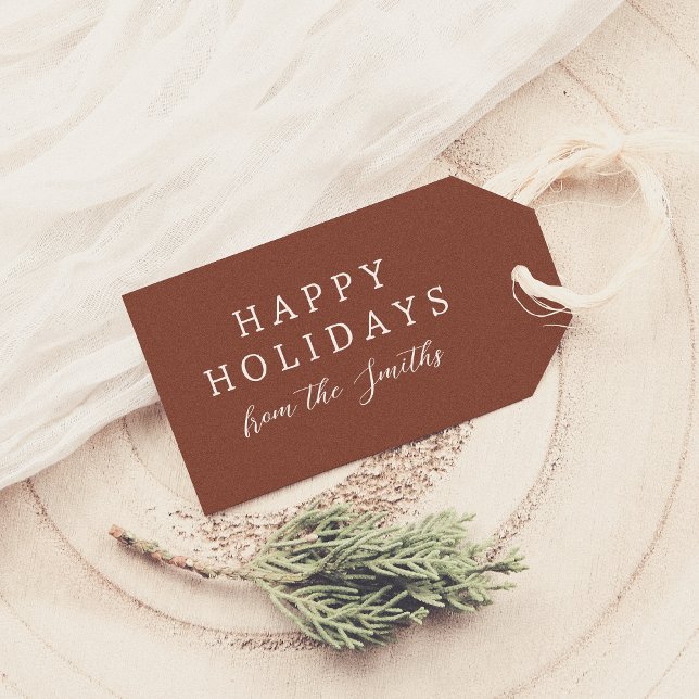 Etiqueta Para Presente Feliz Feriado Vermelho Elegante Feliz Natal (Criador carregado)