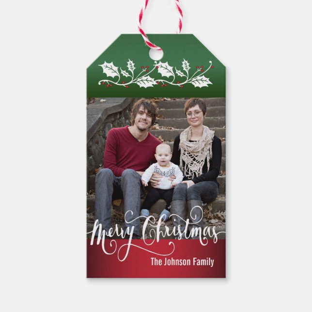 Etiqueta Para Presente Feliz Foto de Natal (Frente)