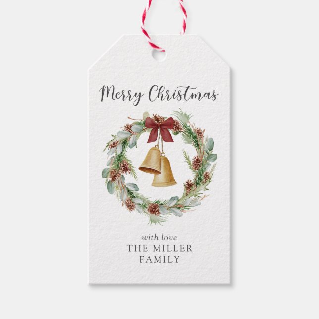 Etiqueta Para Presente Feliz Frota de Natal com Ouros (Frente)