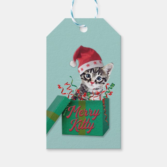 Etiqueta Para Presente Feliz Gatinho, Feliz Natal (Frente)