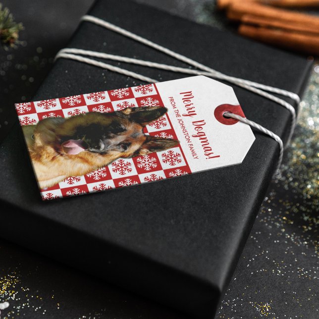 Etiqueta Para Presente Feliz German shepherd de Natal (Criador carregado)