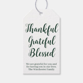 Etiqueta Para Presente Feliz Grateful Bendito green script feriado