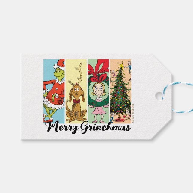 Etiqueta Para Presente Feliz Grinchmas Colagem de Férias (Frente (horizontal))