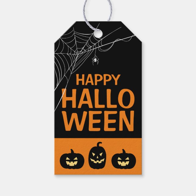 Etiqueta Para Presente Feliz Halloween Aranha (Frente)