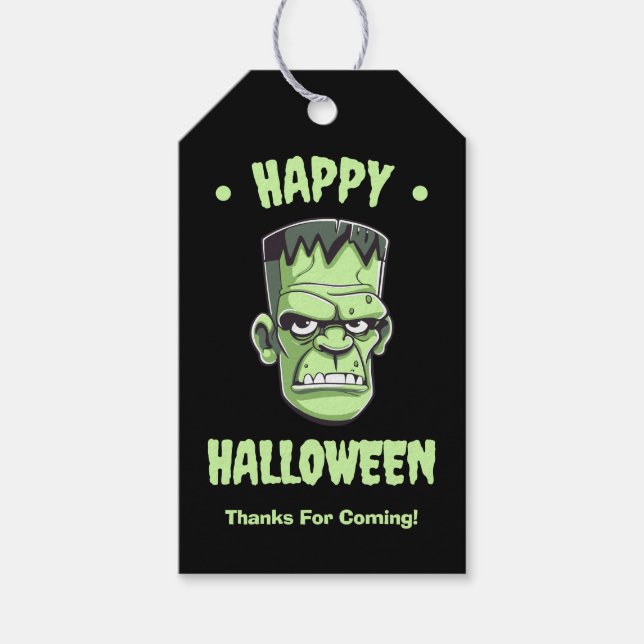 Etiqueta Para Presente Feliz Halloween Frankenstein (Frente)