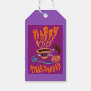 Etiqueta Para Presente Feliz Halloween Gato Lover Café Xícara Saco