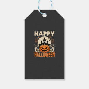 Etiqueta Para Presente Feliz Halloween Jack O Lantern Castelo Assombrado