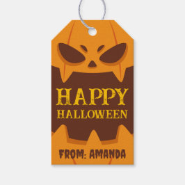 Etiqueta Para Presente Feliz Halloween Orange Spookin Pumpkin Retro