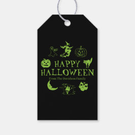 Etiqueta Para Presente Feliz Halloween preto, nome personalizado assustad