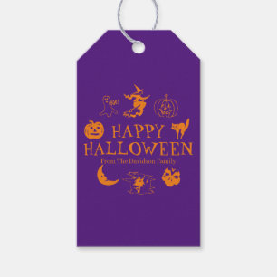 Etiqueta Para Presente Feliz Halloween roxo laranja nome personalizado as